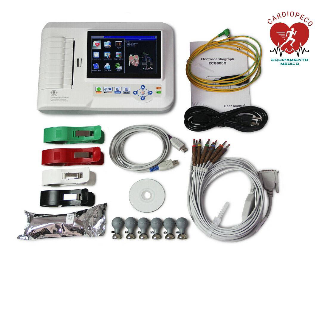 electrocardiografo de 6 canales contec ecg 12 derivaciones recargable